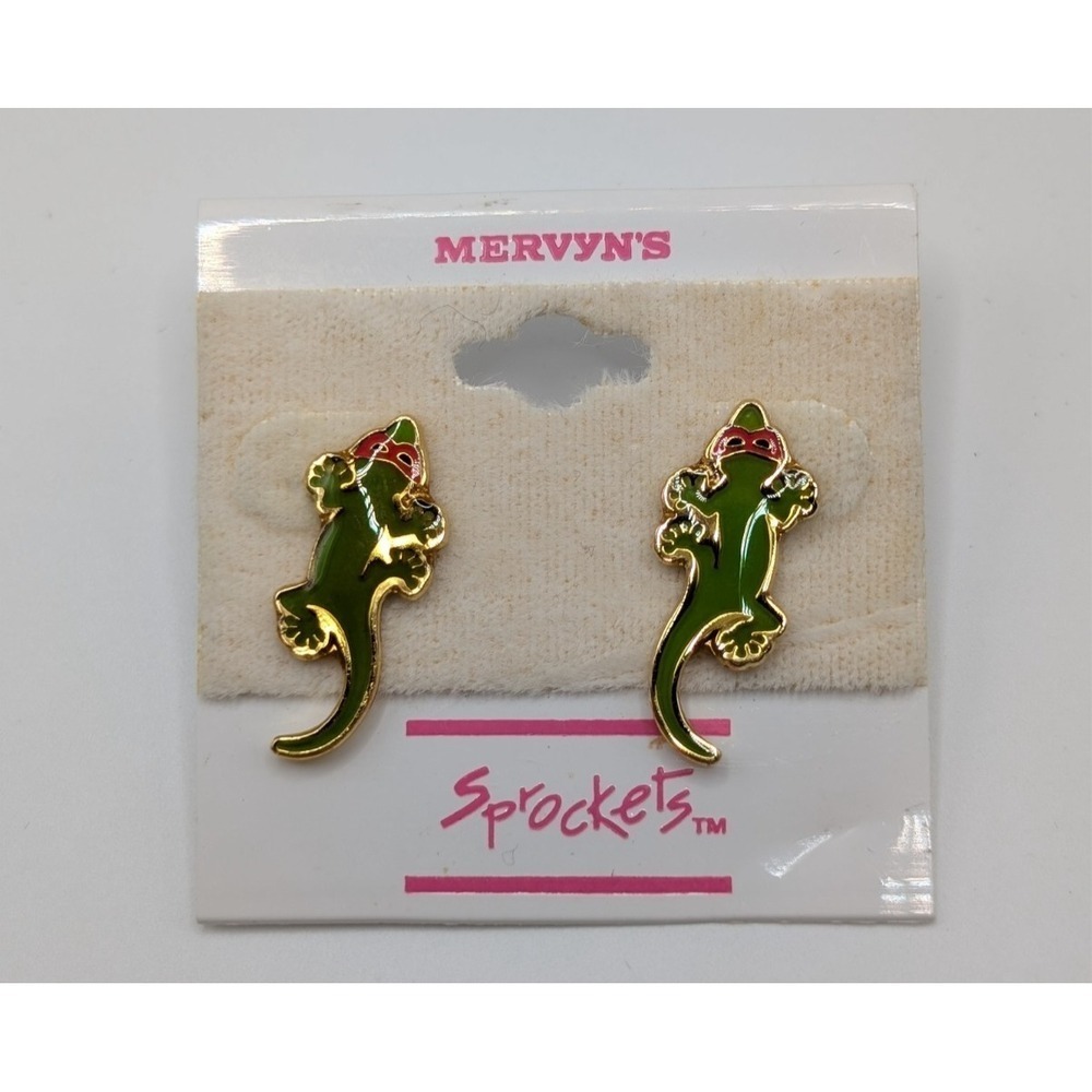 Sprockets Mervyn's Vintage Green Gecko Red Sunglasses Enamel Earrings NEW